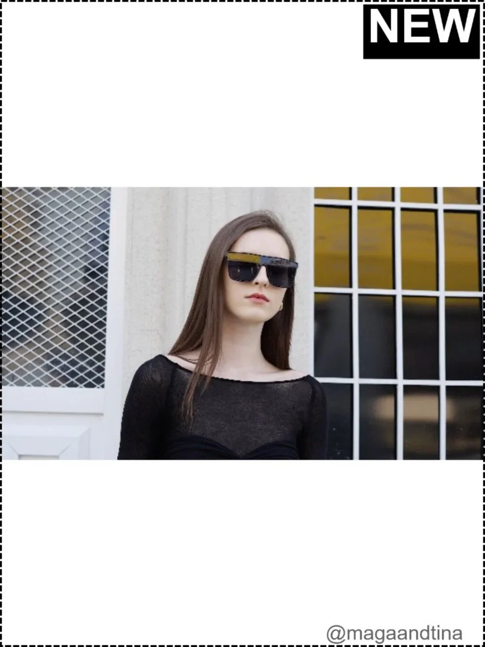 Oversized Square Sunglasses Retro Flat Top Shield UV Protection Women Men